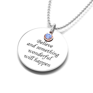 Engraved Fingerprint "December" Tanzanite Birthstone Silver Necklace