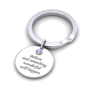 December Tanzanite Birthstone Silver Keyring and Rose Charm