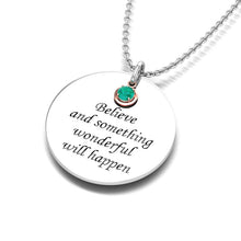 Load image into Gallery viewer, Engraved Fingerprint &quot;May&quot; Emerald Birthstone Silver Necklace
