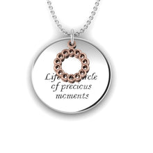 Load image into Gallery viewer, &quot;Circle&quot; Silver Necklace and Rose Charm
