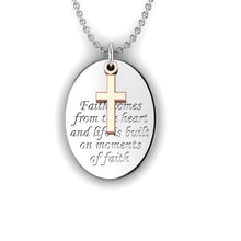 Load image into Gallery viewer, &quot;Faith&quot; Silver Necklace and Rose Charm
