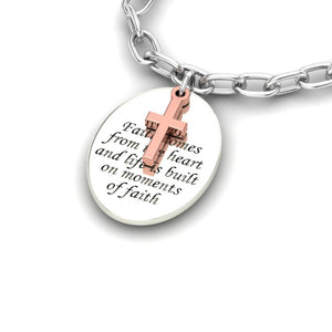 "Faith" Silver Bracelet and Rose Charm