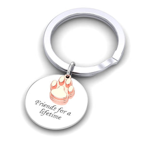 "Friends" Silver Keyring and Rose Charm