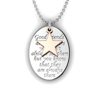 Load image into Gallery viewer, Engraved Fingerprint &quot;Good Friends&quot; Silver Necklace
