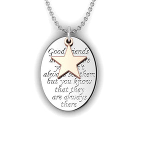 Engraved Fingerprint "Good Friends" Silver Necklace