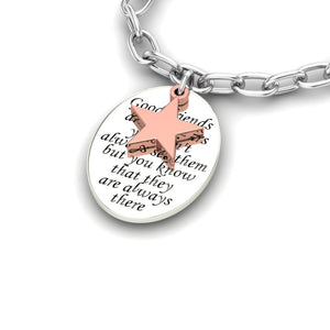 "Good Friends" Silver Bracelet and Rose Charm