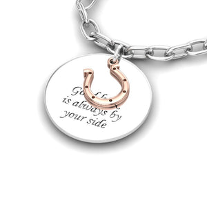 "Luck" Silver Bracelet and Rose Charm