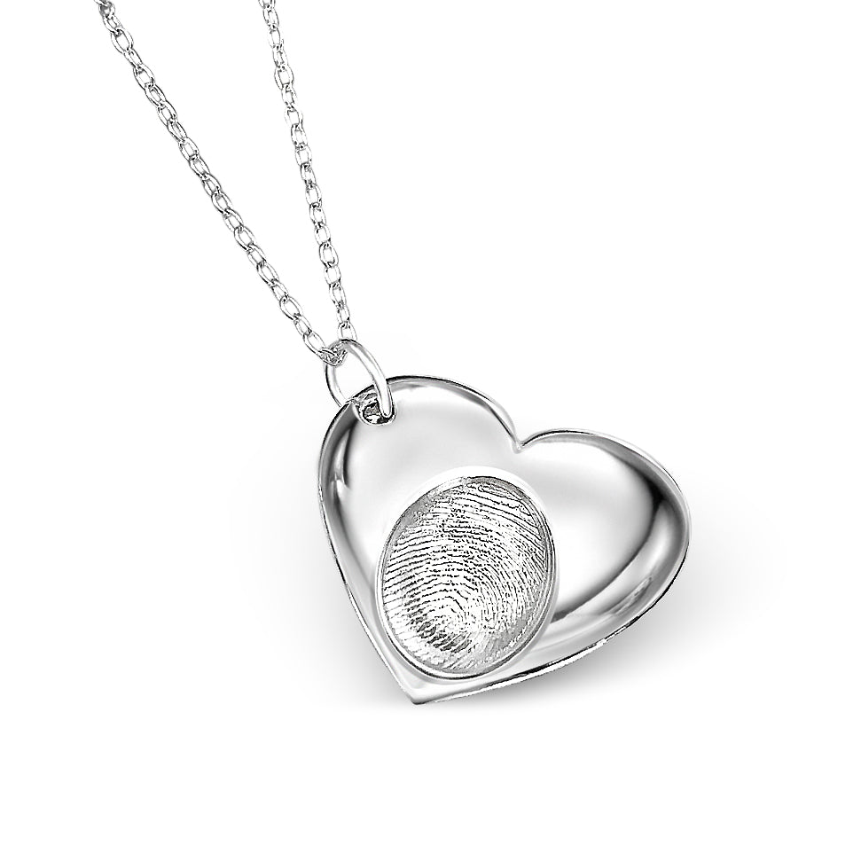Engraved Fingerprint Heart Necklace
