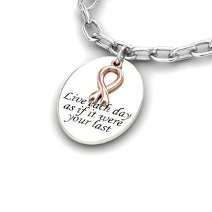 "Live" Silver Bracelet and Rose Charm