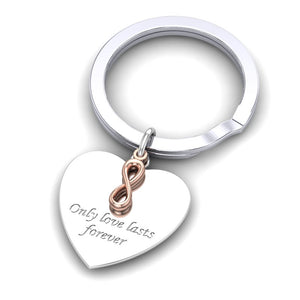"Forever" Silver Keyring and Rose Charm