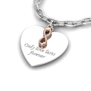 "Forever" Silver Bracelet and Rose Charm